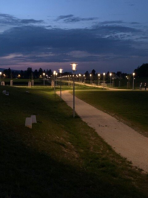 View to the park at night